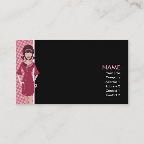 60s retro chick business card template