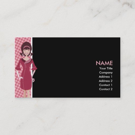 Customizable 60s retro chick business card template