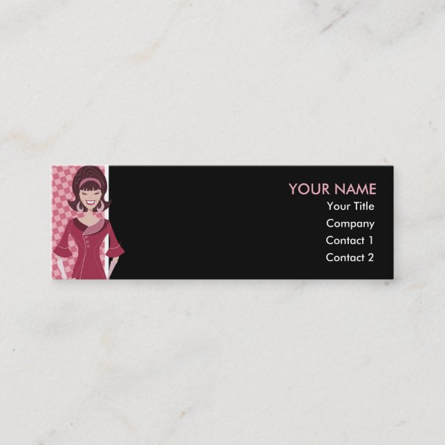60s retro chick mini business card (Front)