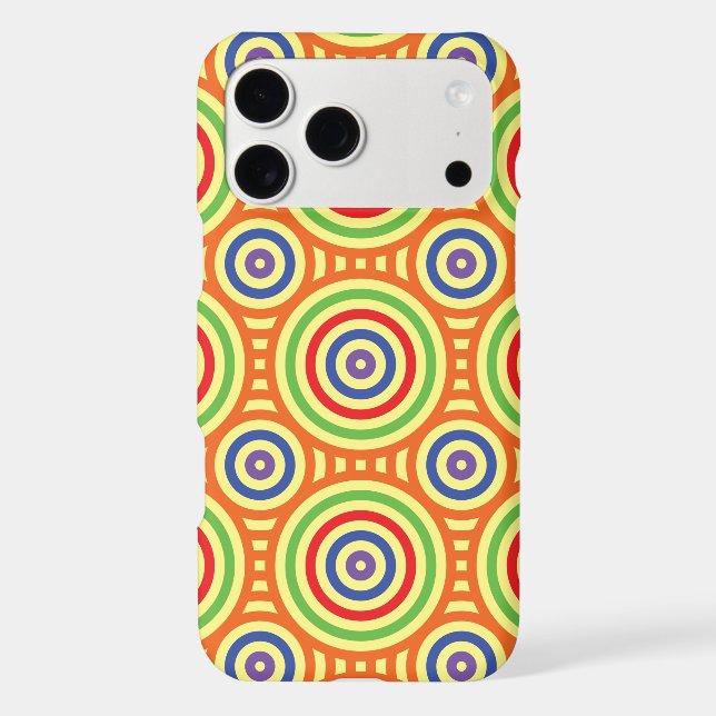 60s Retro Circular Geometric Pattern. Red, Green Case-Mate iPhone Case (Back)