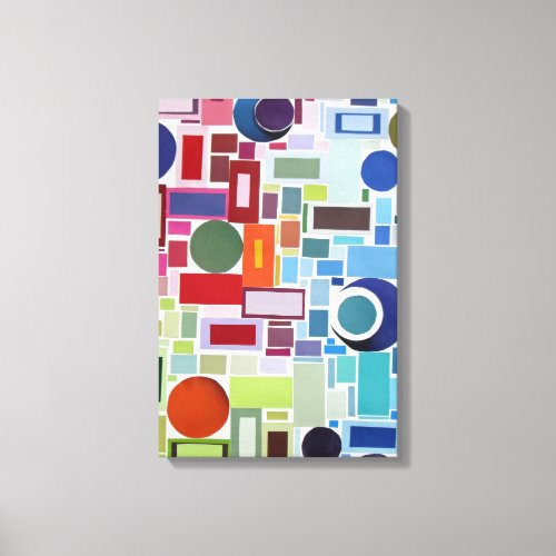 60s Retro Disco Color Chart Collage Abstract Canvas Print