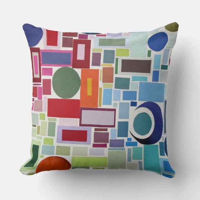 60's Retro Disco Color Chart Collage Abstract Throw Pillow (Front)