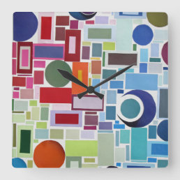 60&#39;s Retro Disco Colour Chart Collage Abstract Square Wall Clock
