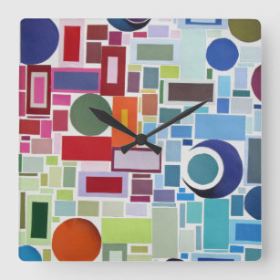 60's Retro Disco Colour Chart Collage Abstract Square Wall Clock