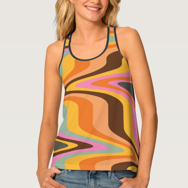 60s Retro Tye Die 70s Hippy Tank Top (Front)