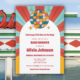 60s Retro Vinyl Music Gender Neutral Baby Shower Invitation