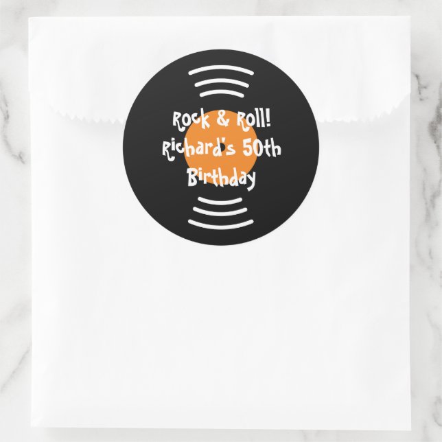 60s Rock & Roll theme Birthday party stickers (Bag)