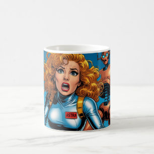 60s Scifi Woman running from Alien Robot Coffee Mug