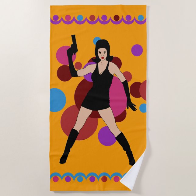 60s Spy Girl Beach Towel (Front)