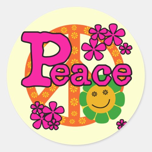 60s Style Peace T_shirts and Gifts Classic Round Sticker