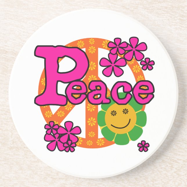60s Style Peace T-shirts and Gifts Coaster (Front)