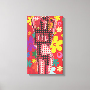 60s theme flower child retro pop art canvas print