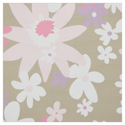 60s vintage flower pattern on khaki fabric