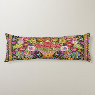 60s Vintage Persian Turkish Floral Flower Kilim Body Pillow