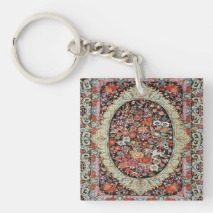 60s Vintage Persian Turkish Floral Flower Pattern Keychain