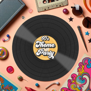 60's Vintage Record-Themed Retro Party Invitation