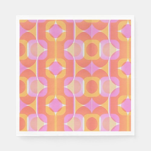 60s vintage retro pink and orange patterned napkins