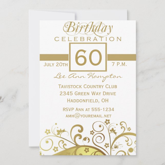 60th - 69th Birthday Party Invitations (Front)