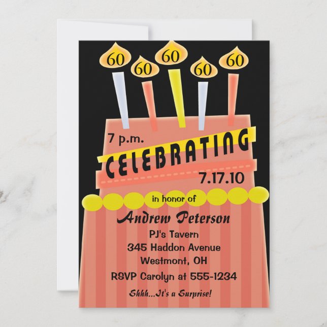 60th - 69th Birthday Party Personalized Invitation (Front)
