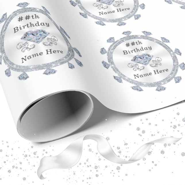 60th, 75th, 100th Diamond Wrapping Paper, Roll Wrapping Paper (Creator Uploaded)