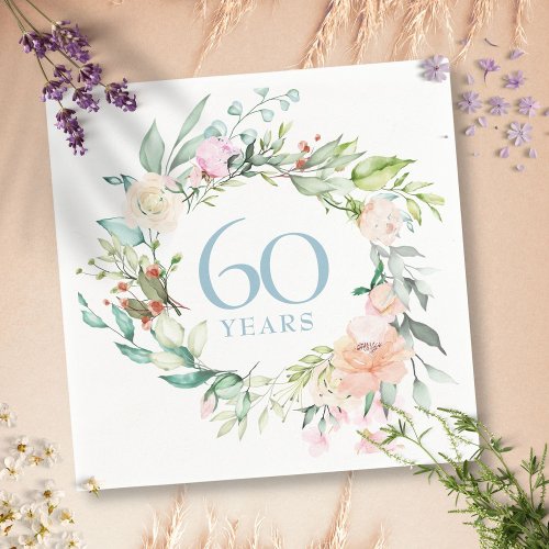 60th  75th Anniversary Country Roses Floral Napkins