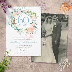 60th   75th Anniversary Your Wedding Photo Roses  Invitation