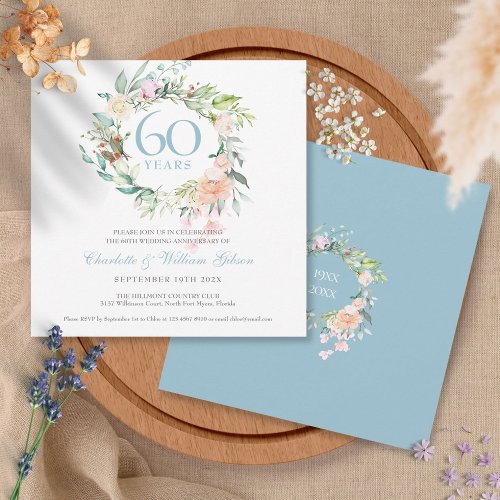 60th  75th Diamond Anniversary Roses Garland  Invitation