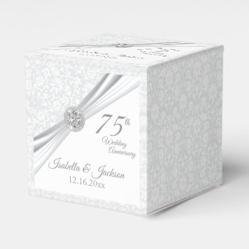 60th  75th Diamond Wedding Anniversary on White Favor Boxes