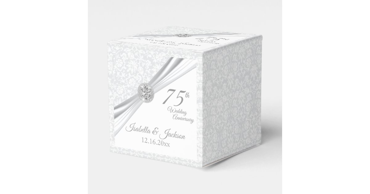 60th / 75th Diamond Wedding Anniversary on White Favor Boxes | Zazzle