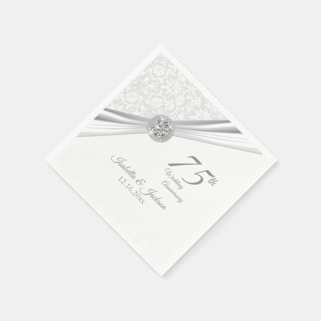 60th / 75th Diamond Wedding Anniversary Paper Napkins (Corner)