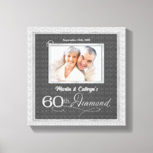 60th Anniversary 11x11 with Names Date Photo Canvas Print