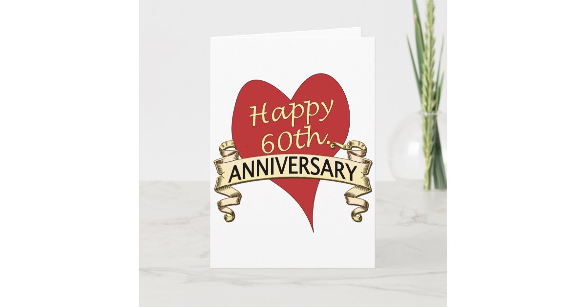 60th Anniversary or Any Yr Whimsical Heart Gift Magnet, Zazzle