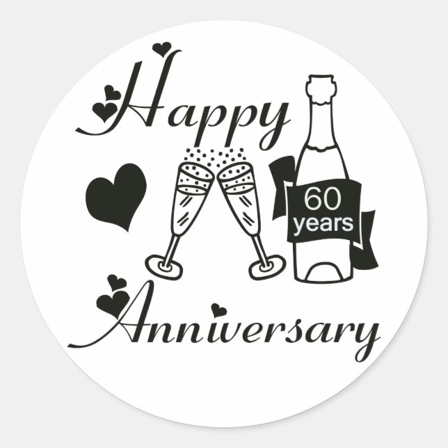 60th. Anniversary Classic Round Sticker (Front)