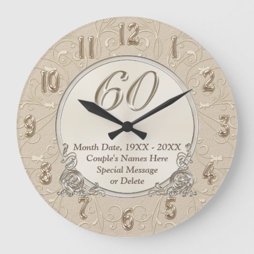 60th Anniversary Clock with YOUR TEXT or Delete it