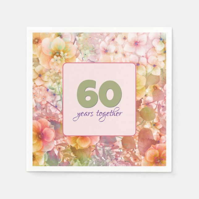 60th Anniversary Cosmos Floral Garden   Napkins (Front)