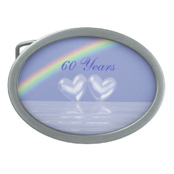 60th Anniversary Diamond Hearts Belt Buckle by Peerdrops at Zazzle
