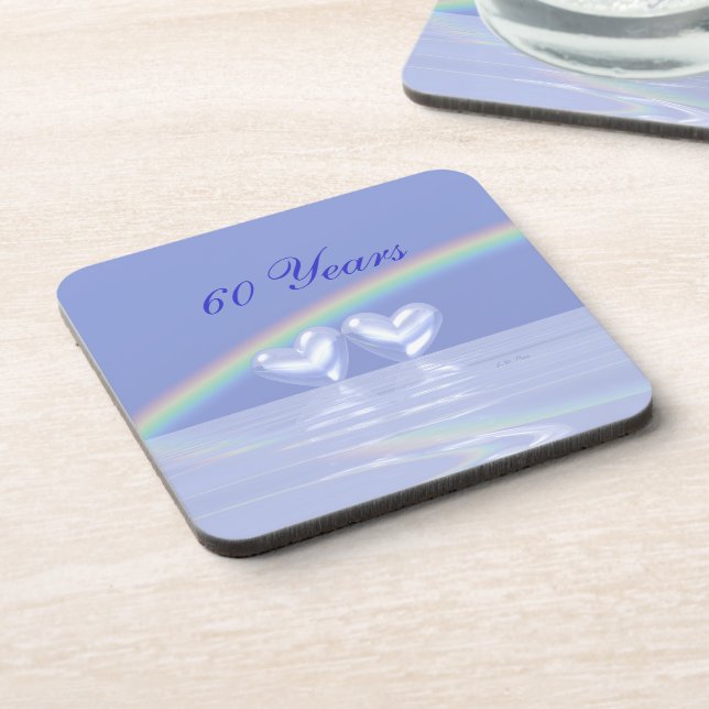60th Anniversary Diamond Hearts Beverage Coaster (Left Side)
