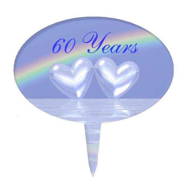 60th Anniversary Diamond Hearts Cake Topper (Front)