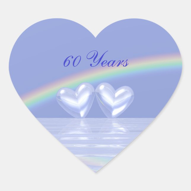 60th Anniversary Diamond Hearts Heart Sticker (Front)
