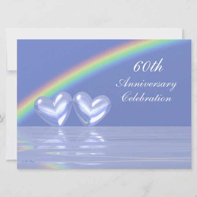 60th Anniversary Diamond Hearts Invitation (Front)