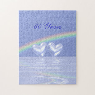 60th Anniversary Diamond Hearts Jigsaw Puzzle