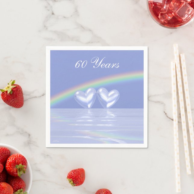 60th Anniversary Diamond Hearts Paper Napkins (Insitu)