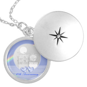 60th Anniversary Diamond Hearts Photo Locket Necklace