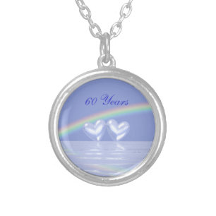 60th Anniversary Diamond Hearts Silver Plated Necklace