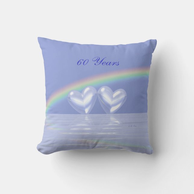60th Anniversary Diamond Hearts Throw Pillow (Front)