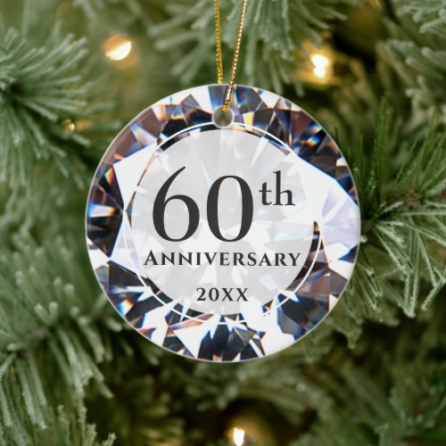 60th Anniversary Diamond Photo Personalized Ceramic Ornament