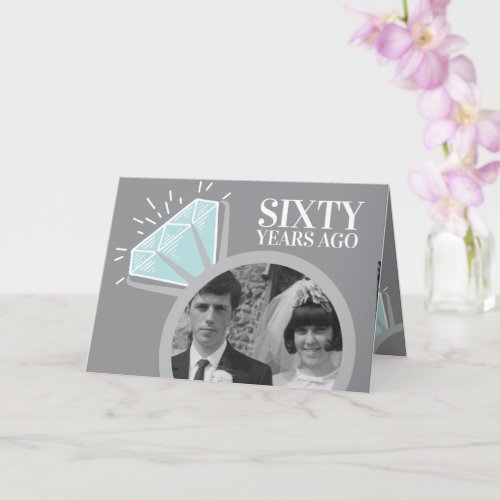 60th anniversary diamond ring now then photo card