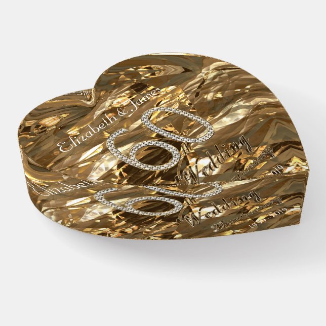 60th Anniversary Diamond Wedding Elegant Gold Look Paperweight (Angled)