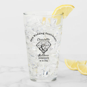 60th Anniversary Diamond Wedding Gift Personalized Glass