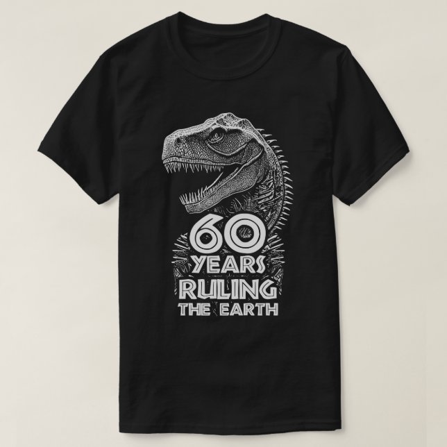 60th Anniversary Dinosaur Lovers Birthday T-Shirt (Design Front)